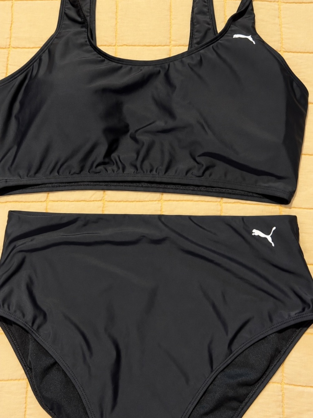 NWT PUMA Black High Waisted 2 Piece Bikini Swimsuit